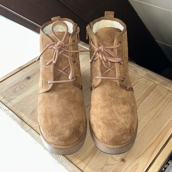 Aspen cushionaire inner wedge heel brown suede lace up boots - Picture 4 of 7